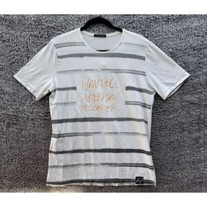 Strenesse Striped Slim Fit Graphic Crew Neck Short Sleeve Shirt White Men Size L